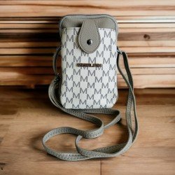 ΠΟΡΤΟΦΟΛΑΚΙ ΜΕΣΗΣ ΜΕ ΘΗΚΗ ΚΙΝΗΤΟΥ MICHAEL KORS ΓΚΡΙ - ΛΕΥΚΟ