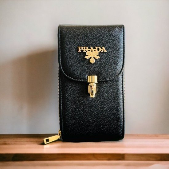 ΠΟΡΤΟΦΟΛΙ ΜΕΣΗΣ - ΧΕΙΡΟΣ ΜΕ ΘΗΚΗ ΚΙΝΗΤΟΥ PRADA ΜΑΥΡΟ